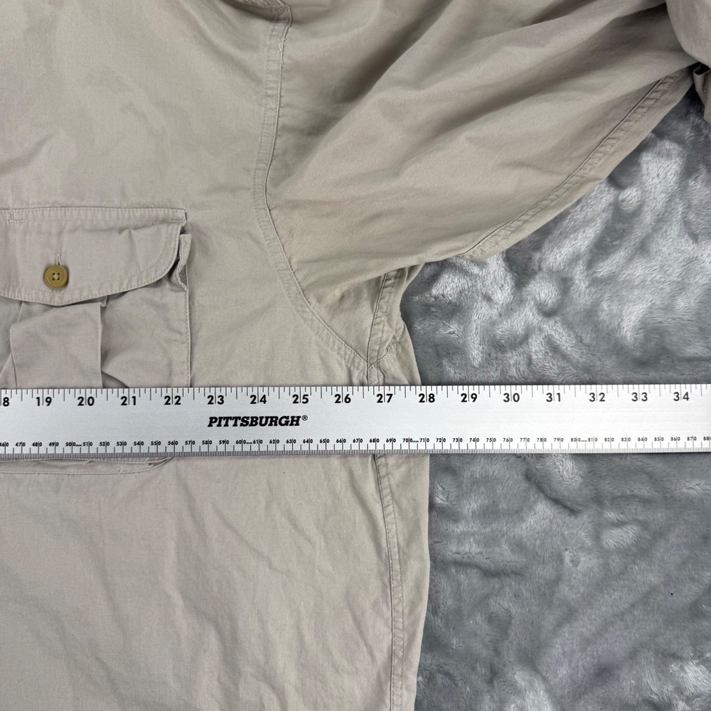 Cabelas Outdoor Gear Mens XL Khaki Cotton Fishing Hiking Utility Shirt Vent Back - Picture 8 of 16